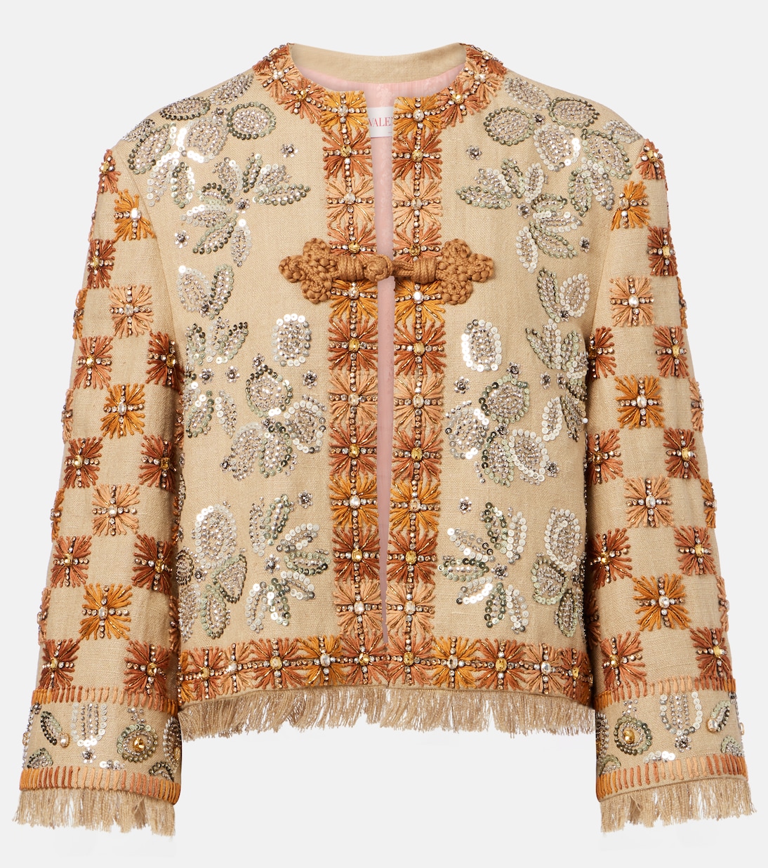 Veste brodée en lin à ornements | Valentino