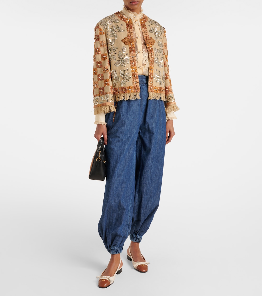 Veste brodée en lin à ornements | Valentino