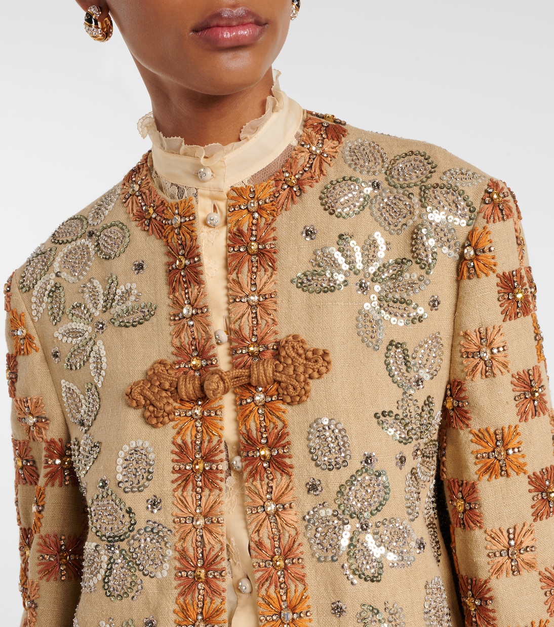 Veste brodée en lin à ornements | Valentino