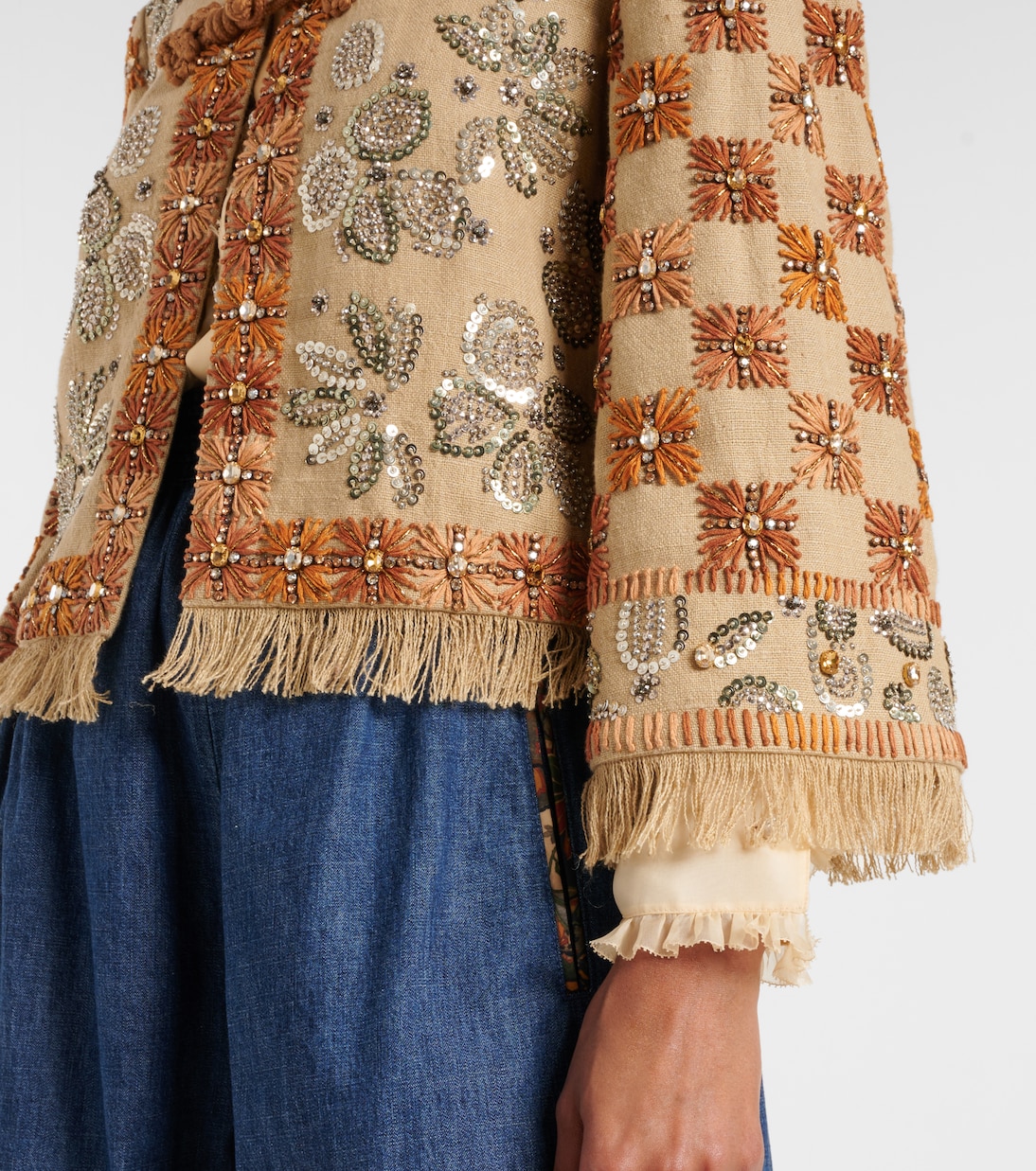 Veste brodée en lin à ornements | Valentino