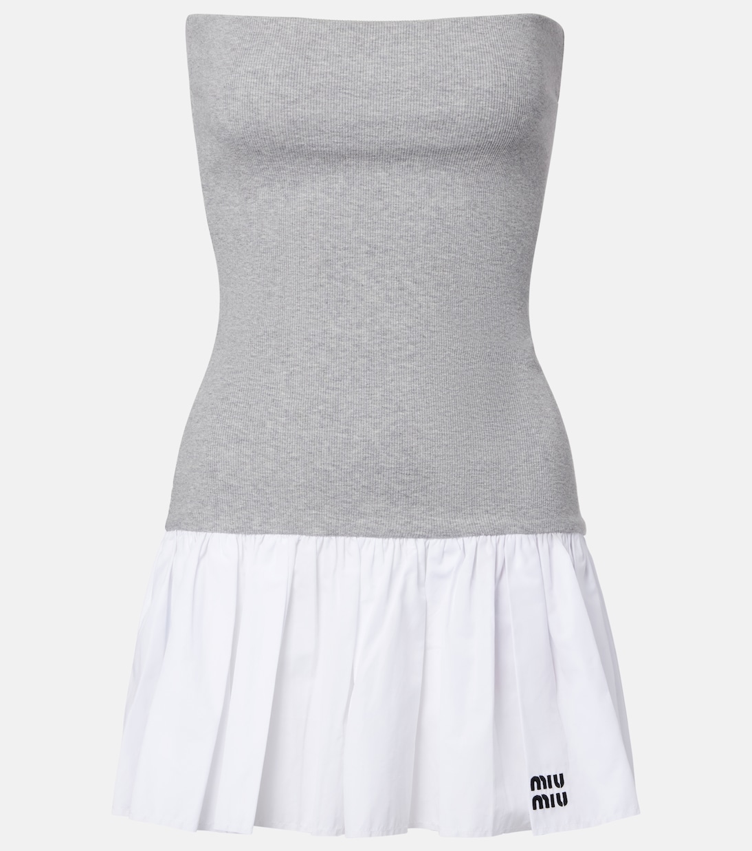 Miniabito in cotone e cashmere con ricamo | Miu Miu