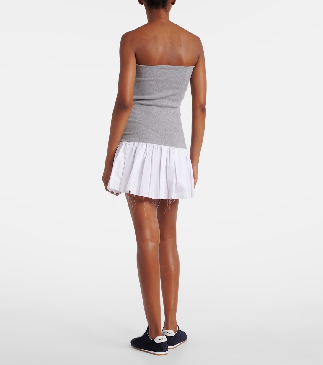 Miniabito in cotone e cashmere con ricamo | Miu Miu