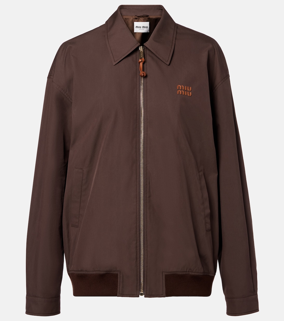 Blouson en coton mélangé à logo | Miu Miu