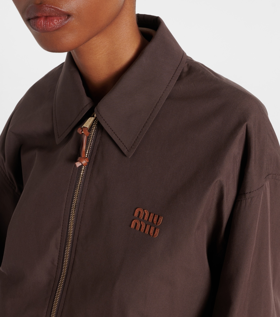 Blouson en coton mélangé à logo | Miu Miu