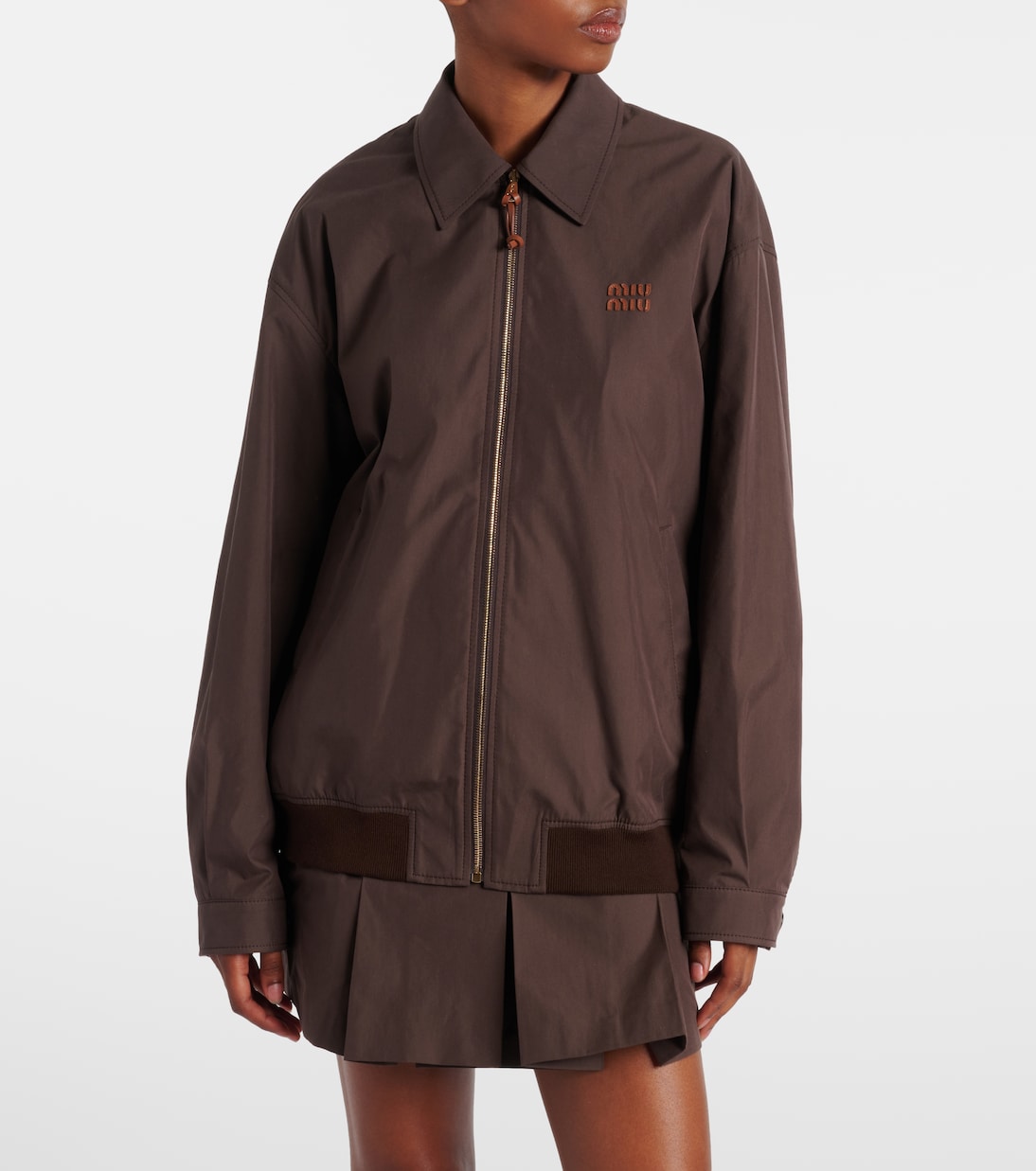 Blouson en coton mélangé à logo | Miu Miu
