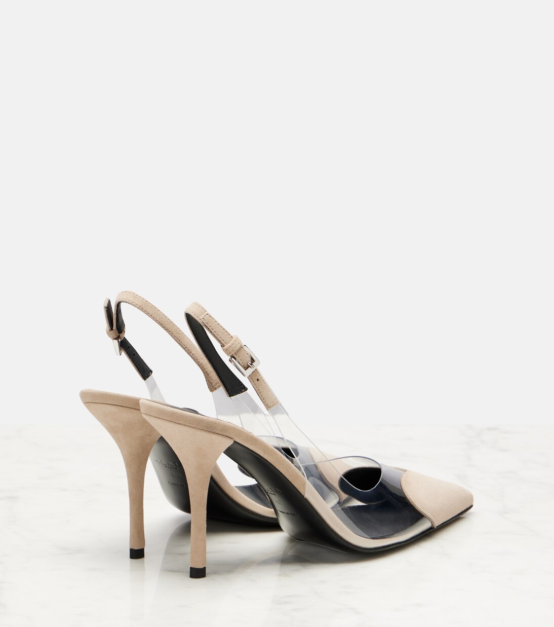 Cœur 90 suede and PVC slingback pumps | Alaïa