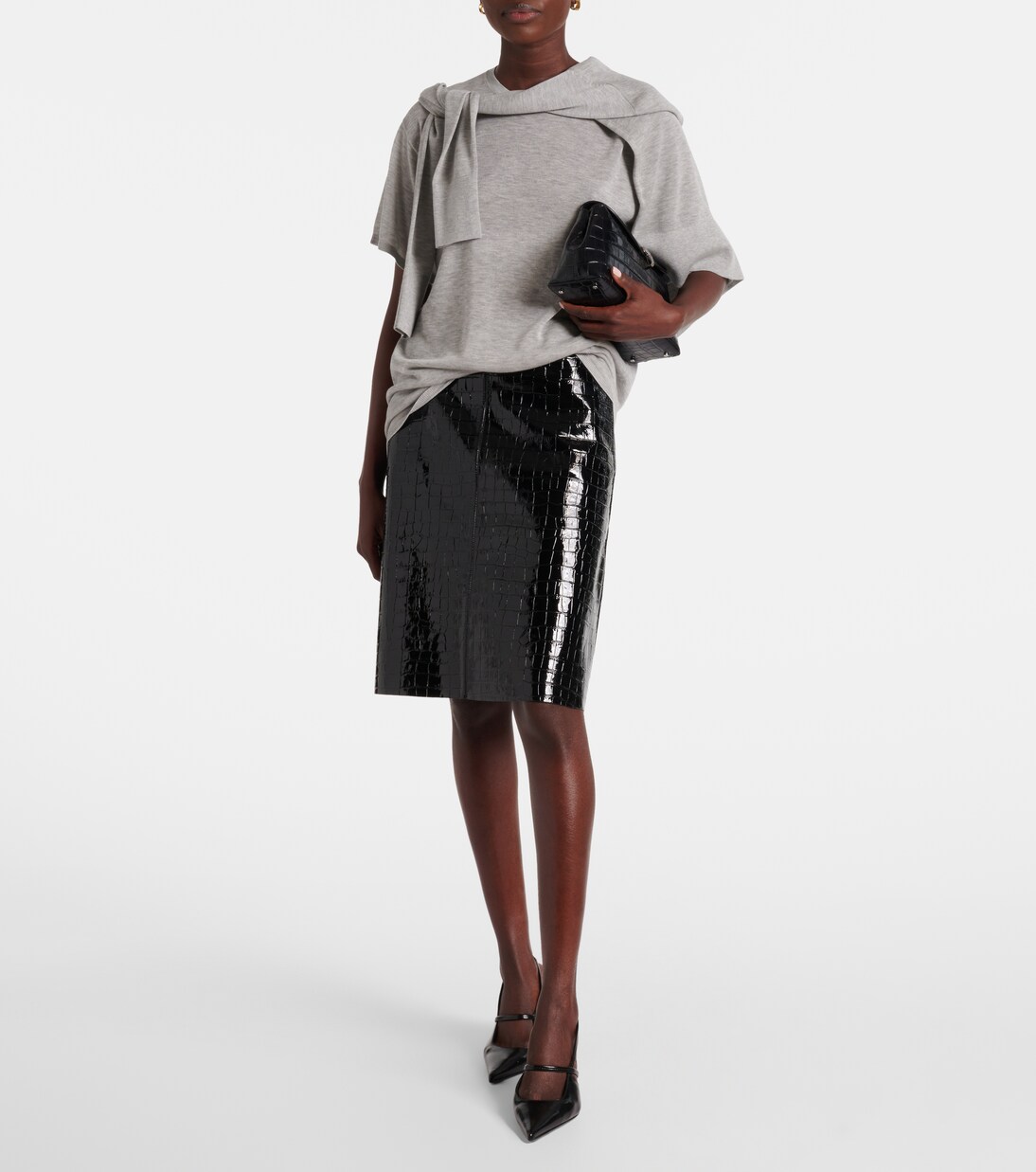 Croc-effect leather miniskirt | Toteme