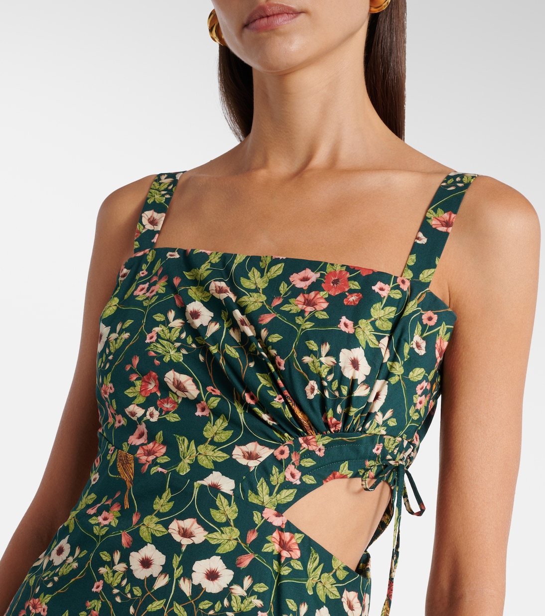 Verano cutout floral cotton midi dress | Agua by Agua Bendita