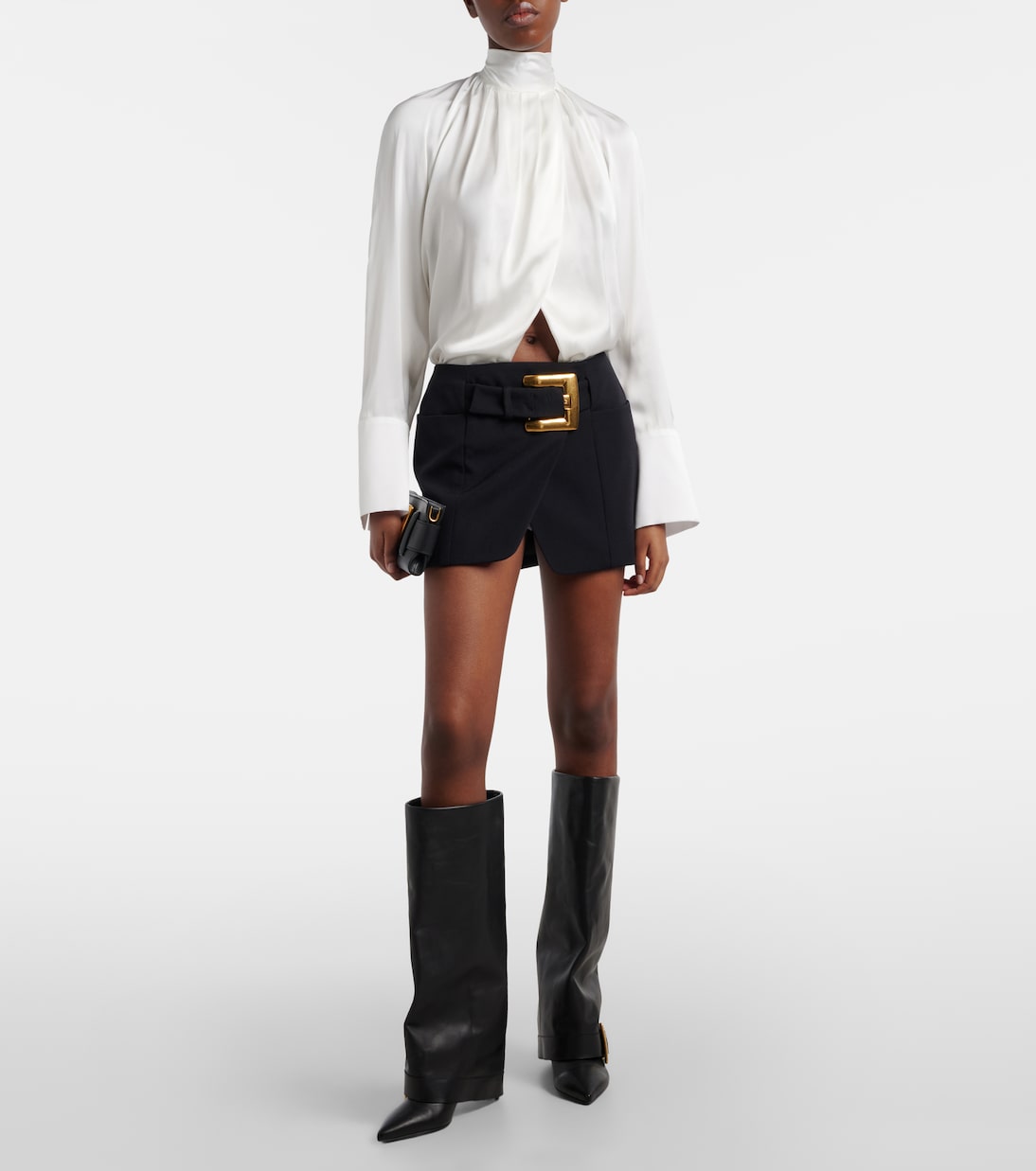 Blusa de satén de seda drapeada | Balmain