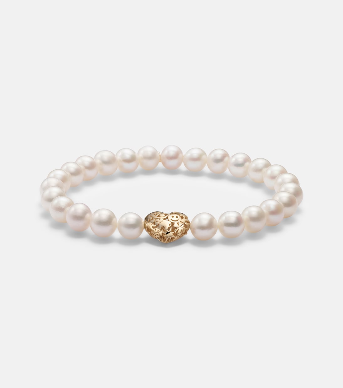 Puffy Icon Wallpaper Heart 14kt gold bracelet with pearls | Sydney Evan