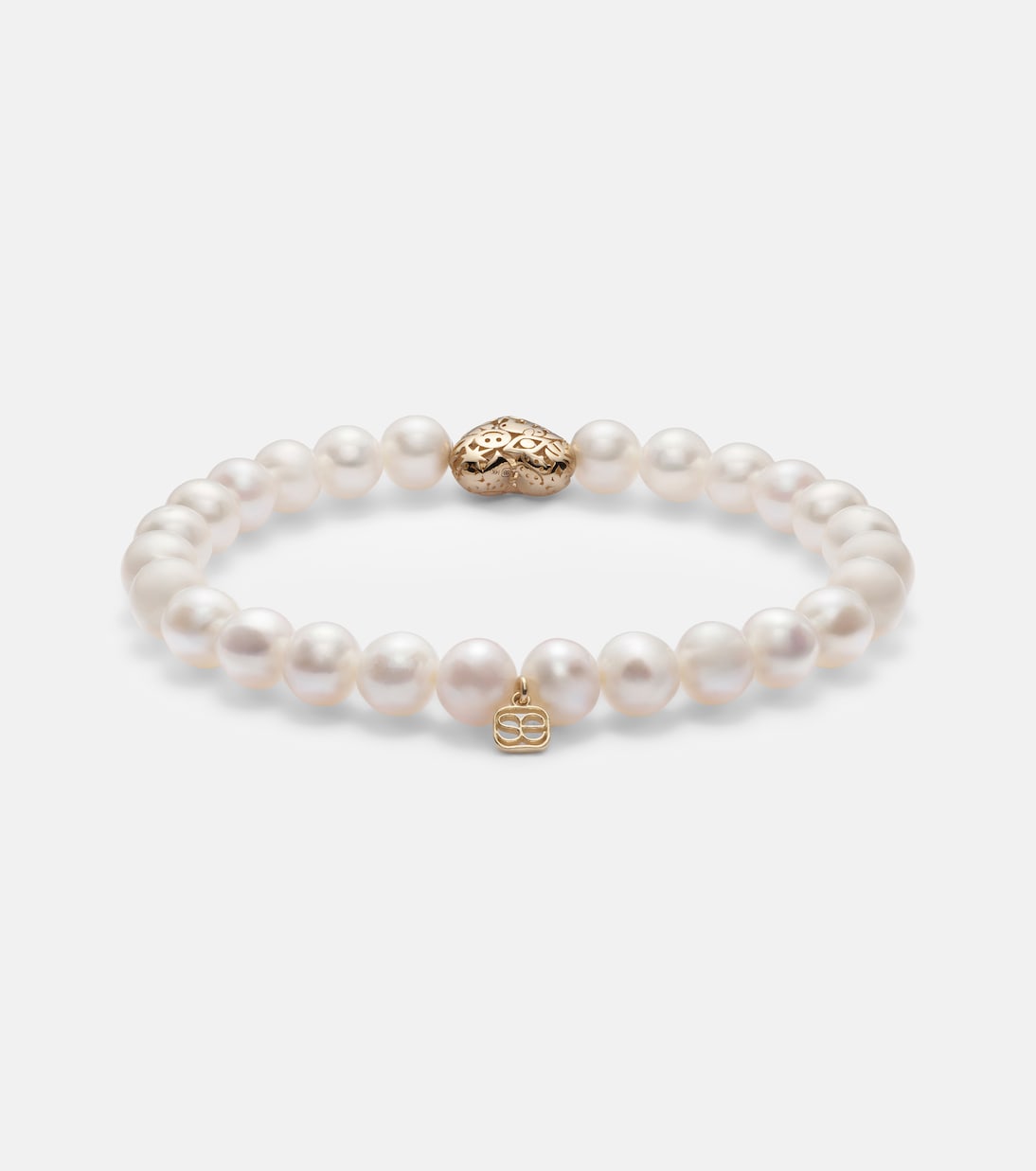 Puffy Icon Wallpaper Heart 14kt gold bracelet with pearls | Sydney Evan