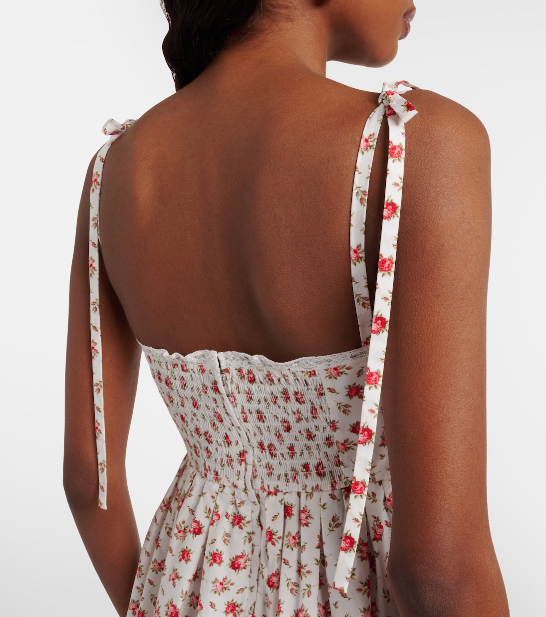 Floral lace-trimmed cotton-blend poplin minidress | Dolce&Gabbana