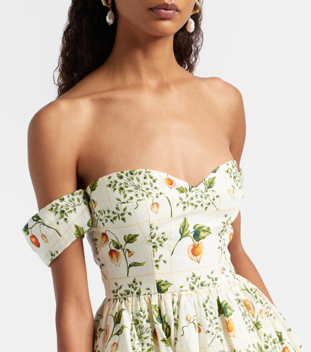 Off-Shoulder-Minikleid Poesia aus Leinen | Agua by Agua Bendita