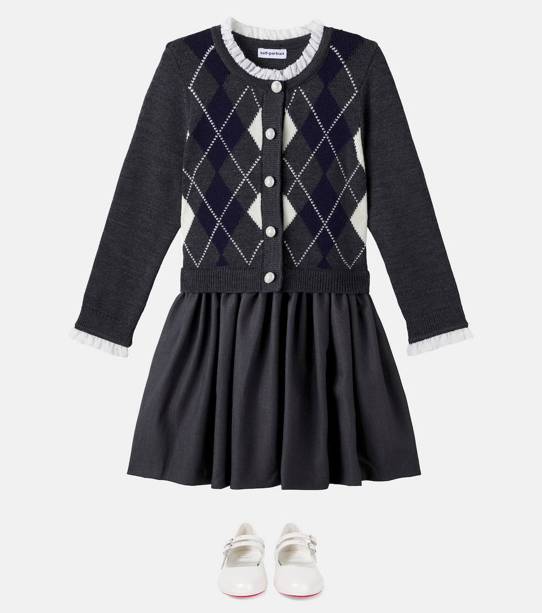 Robe à motif argyle en laine | Self-Portrait Kids