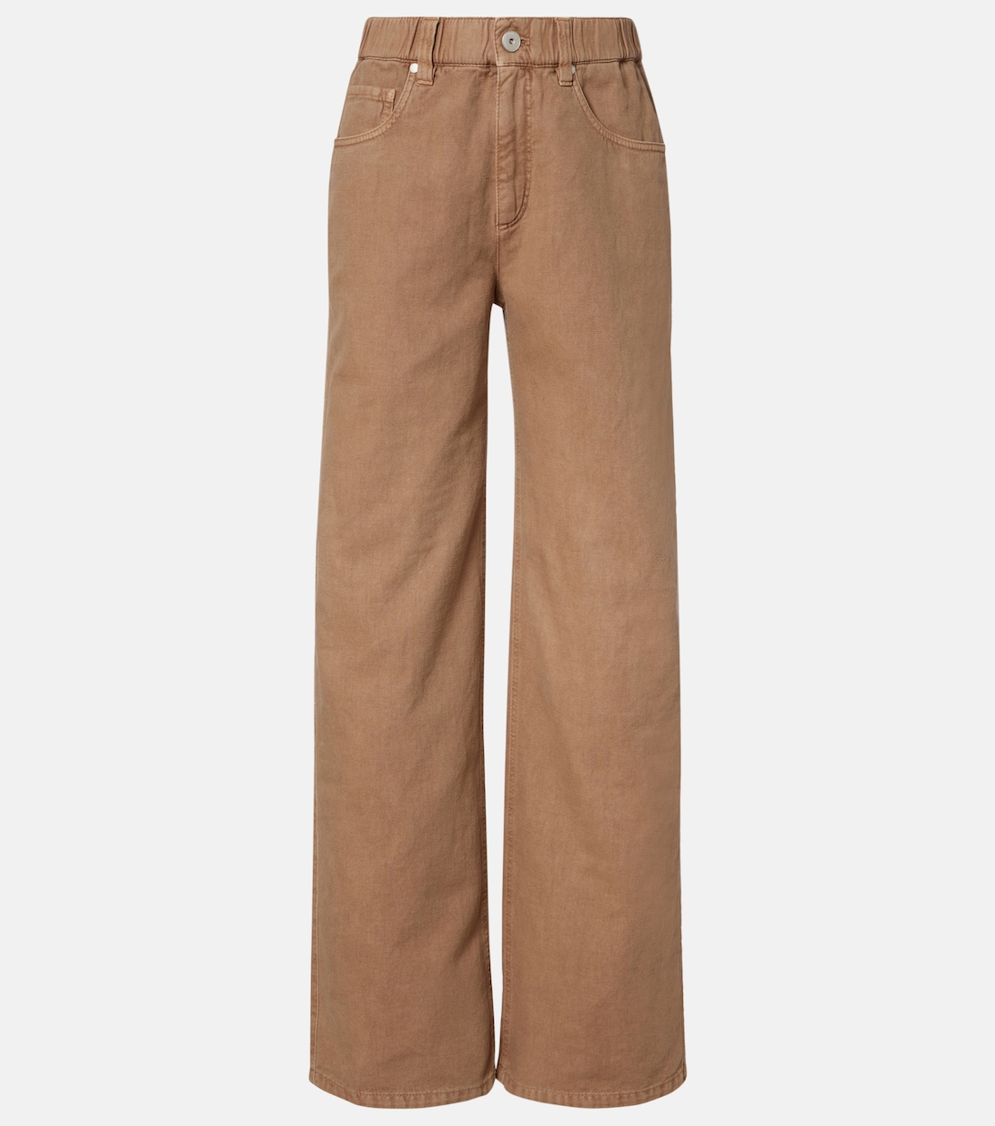 Mid-rise cotton and linen wide-leg pants | Brunello Cucinelli