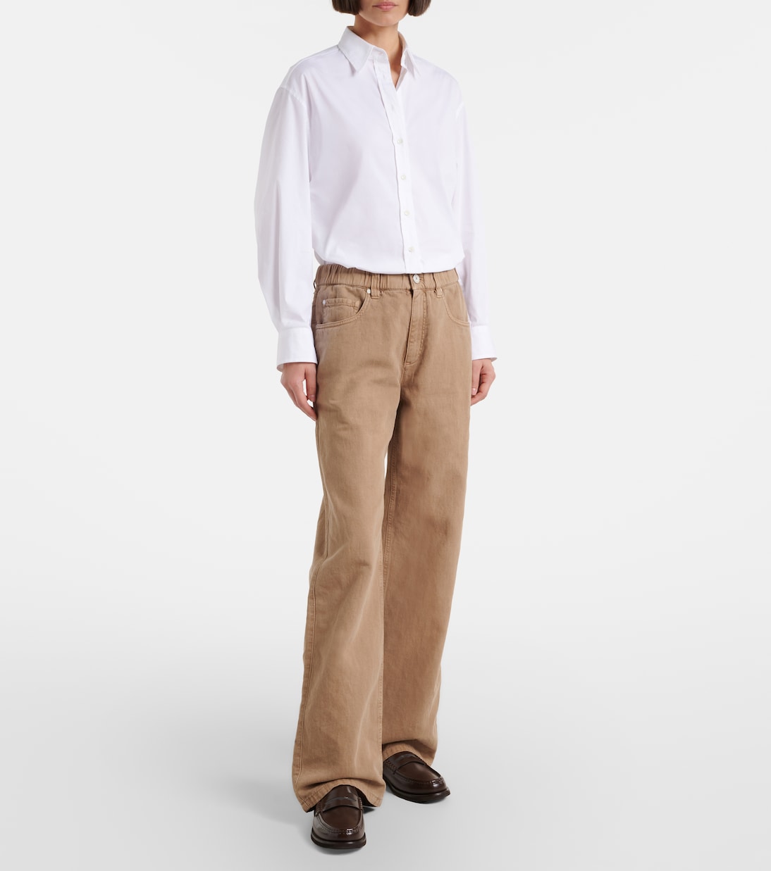 Mid-rise cotton and linen wide-leg pants | Brunello Cucinelli