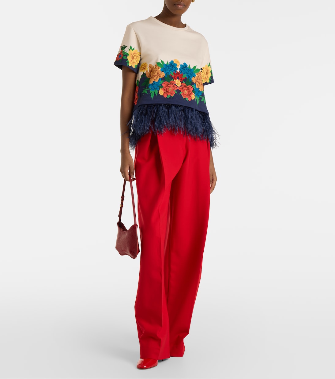 Camiseta La Scala de jersey floral con plumas | La DoubleJ