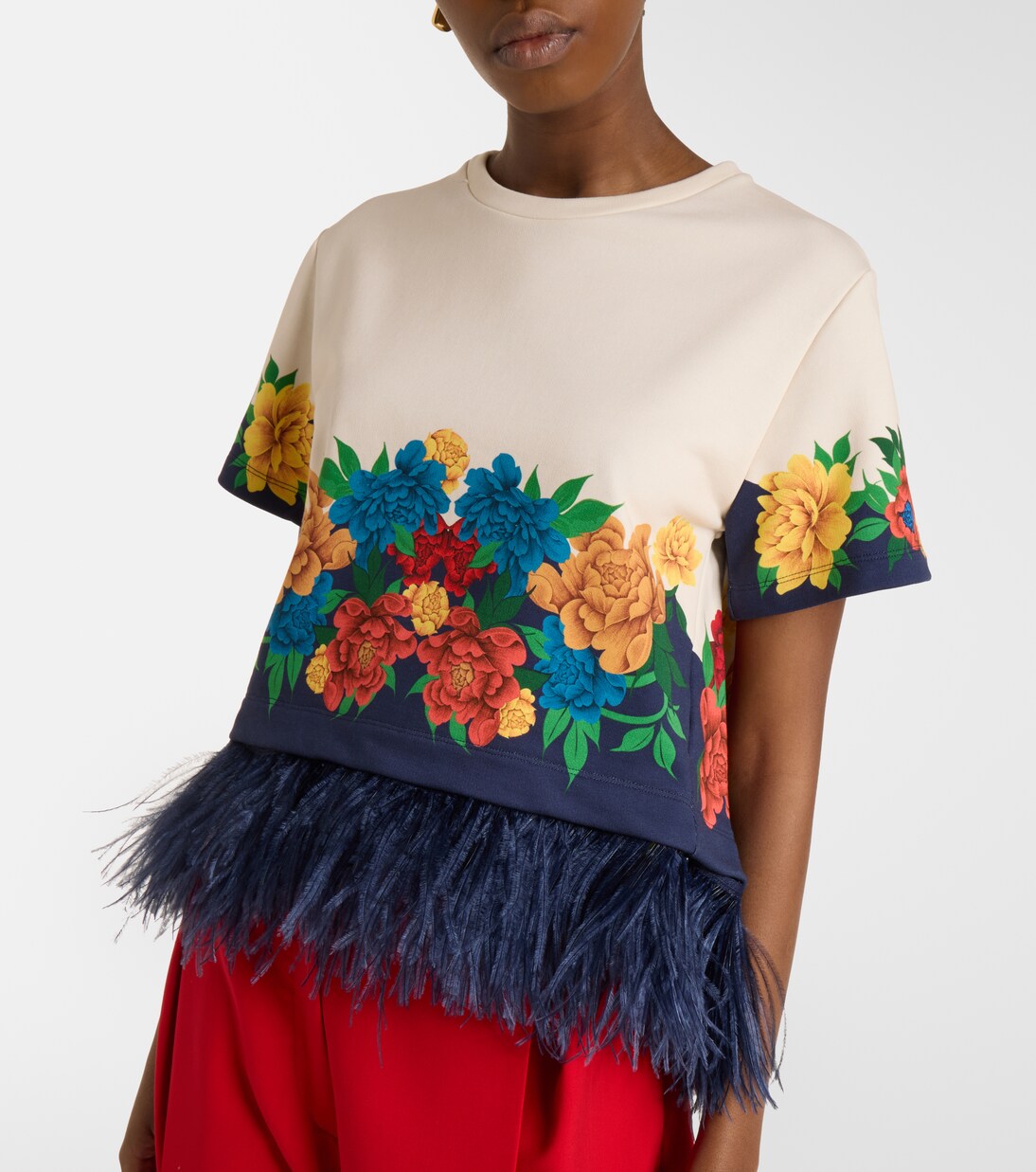 Camiseta La Scala de jersey floral con plumas | La DoubleJ