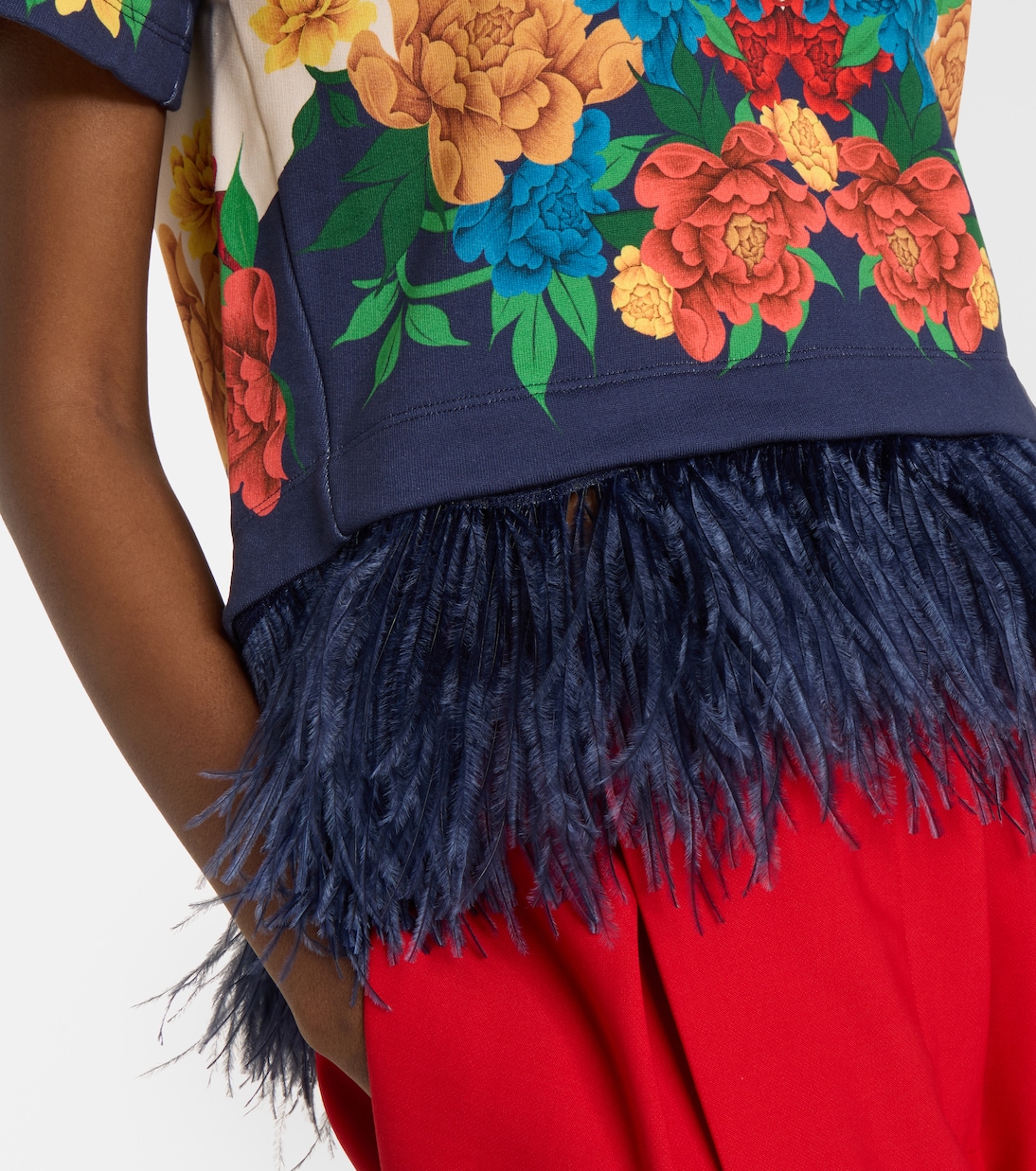 Camiseta La Scala de jersey floral con plumas | La DoubleJ