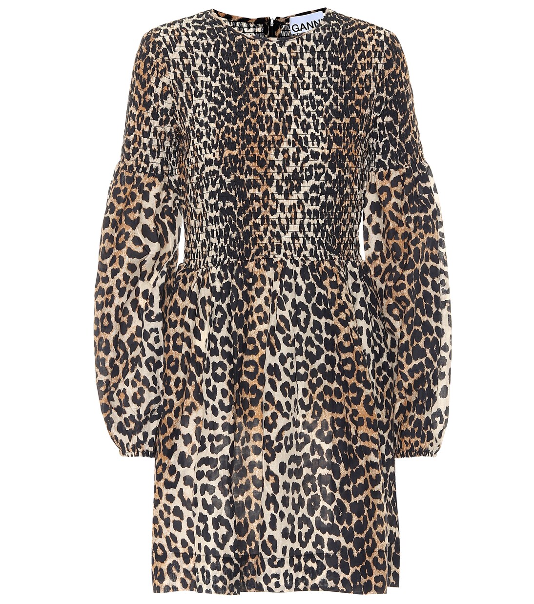 Leopard-print cotton and silk minidress | Ganni