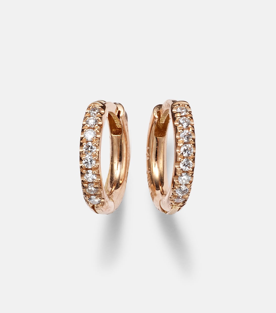 Boucles d'oreilles New Mini Hoops en or rose 18 ct et diamants | Ileana Makri