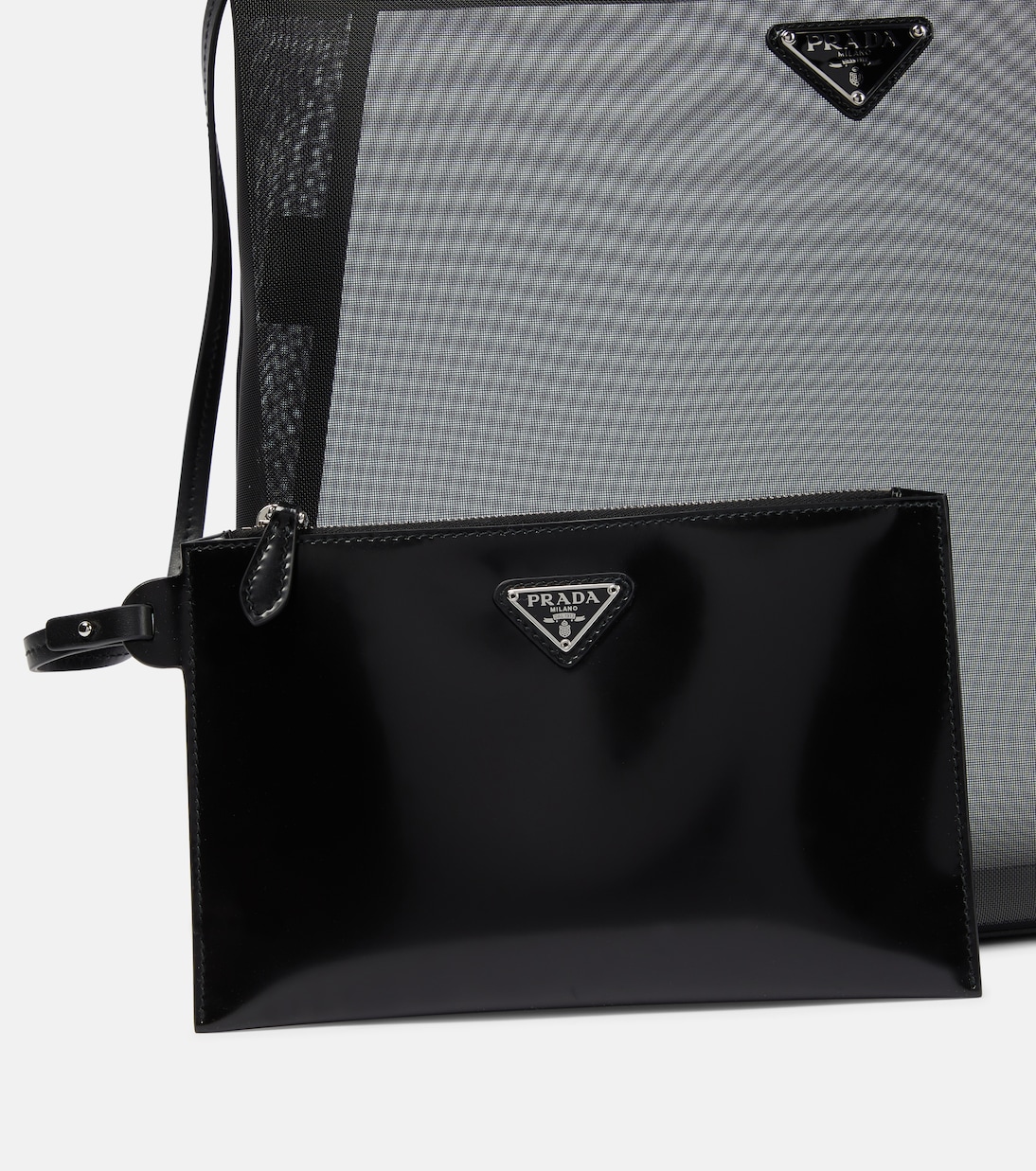Shopper Large in mesh e pelle | Prada
