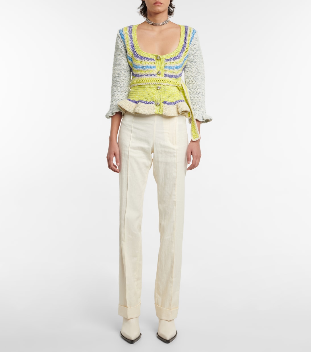 Crochet cotton-blend cardigan | Ganni