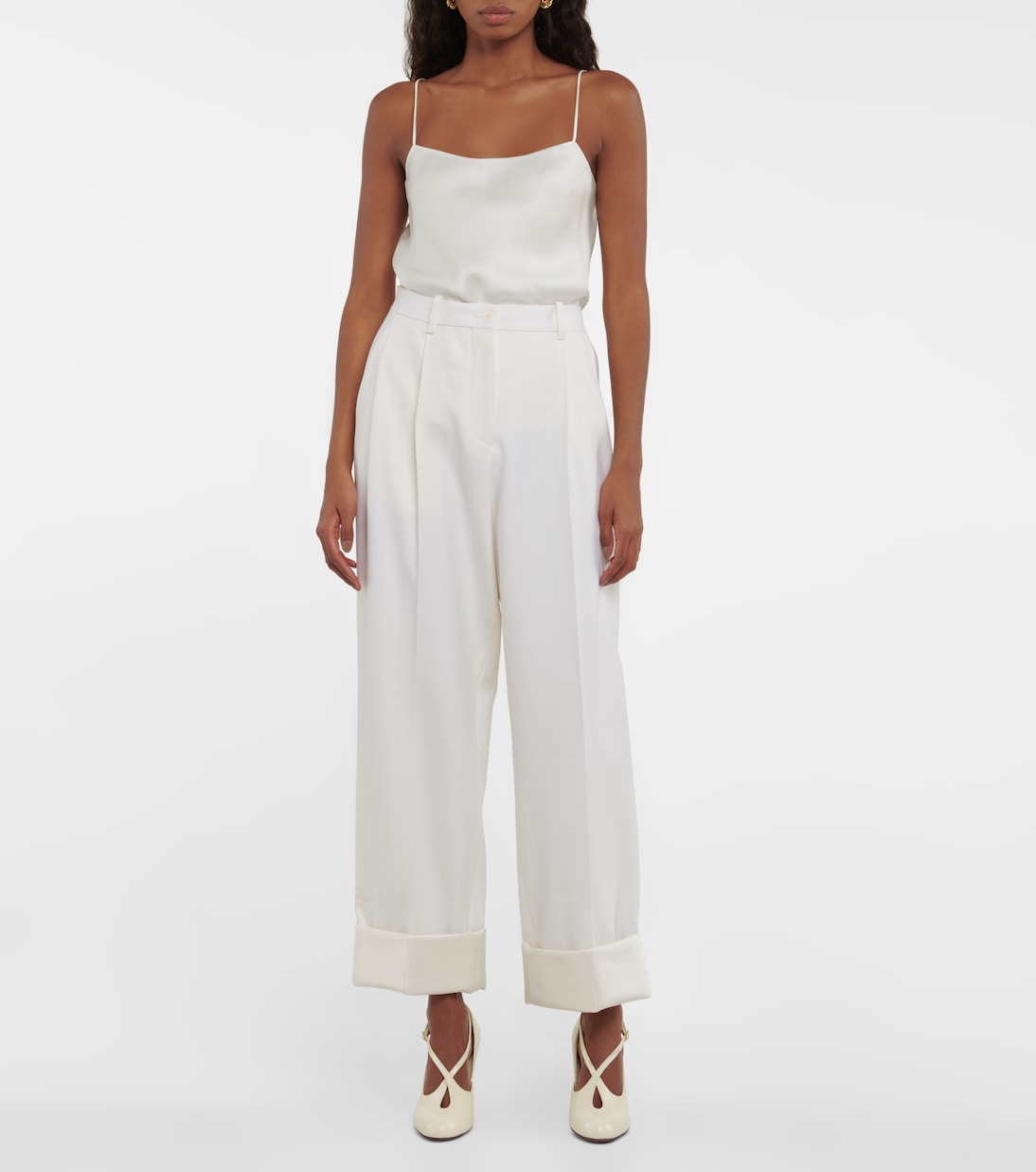 Pantalon ample à taille haute en laine | The Row