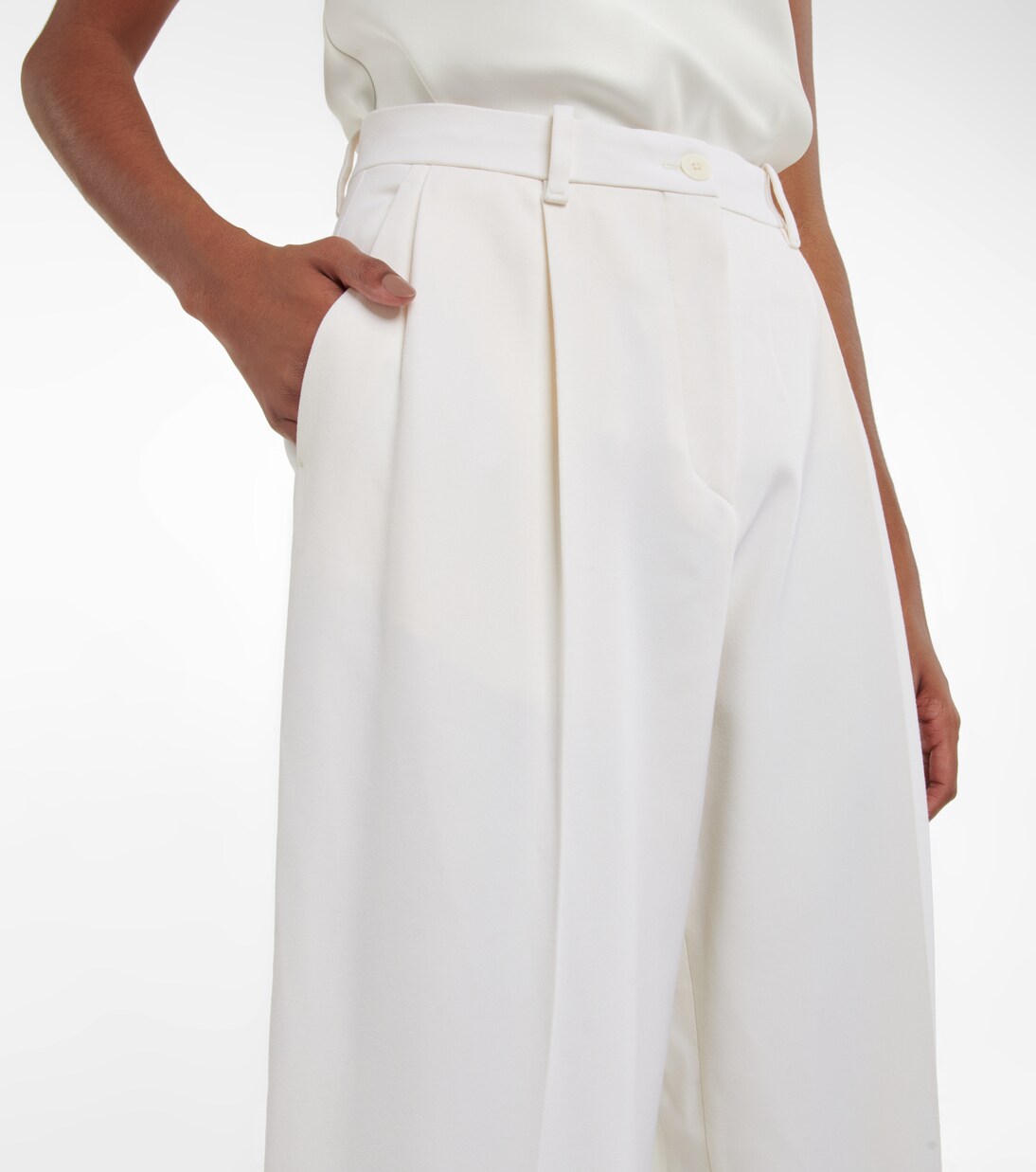 Pantalon ample à taille haute en laine | The Row