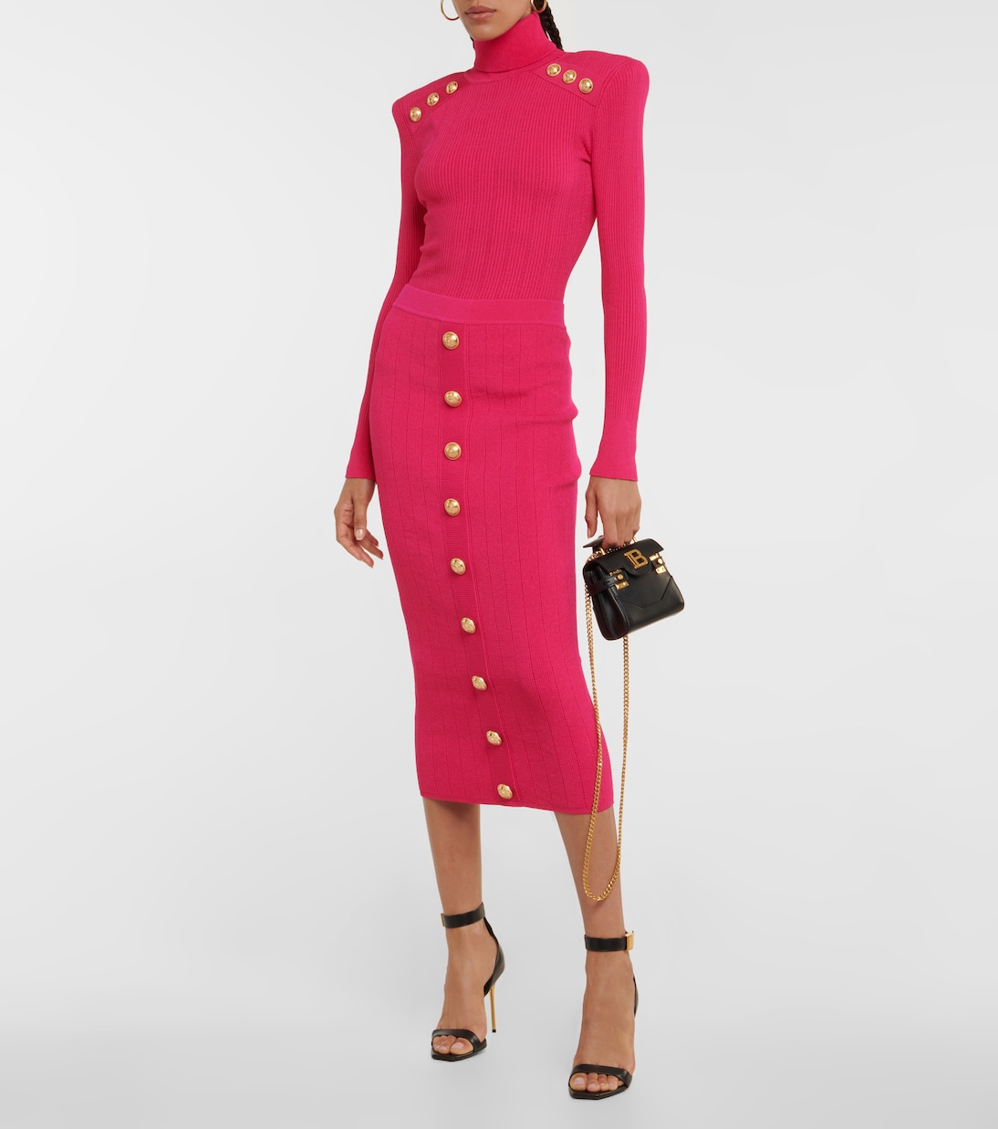 Falda midi de punto adornada | Balmain