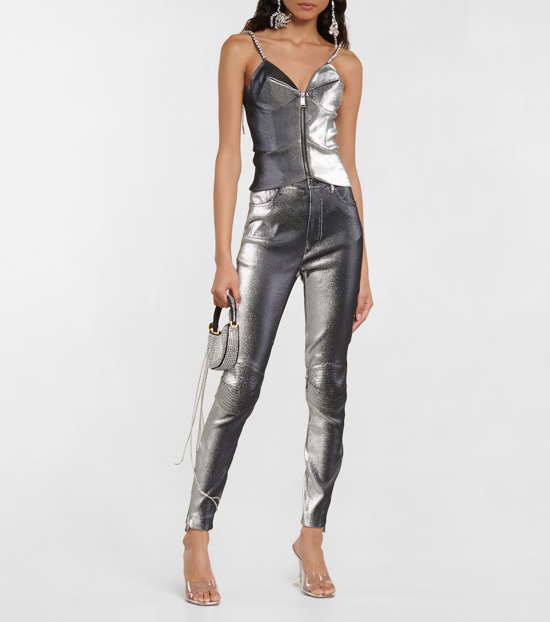 Figure Form Foiled Bandage Crystal Embellished Corset Top | Karen Millen