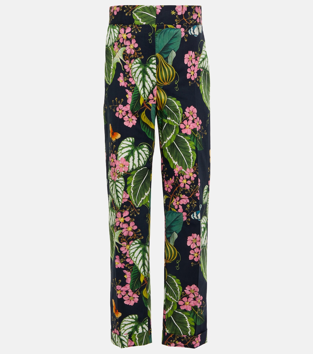 Printed straight cropped poplin pants | Oscar de la Renta