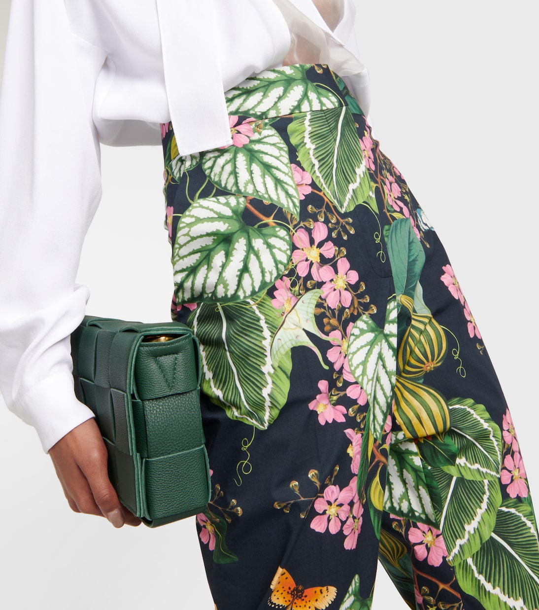 Printed straight cropped poplin pants | Oscar de la Renta