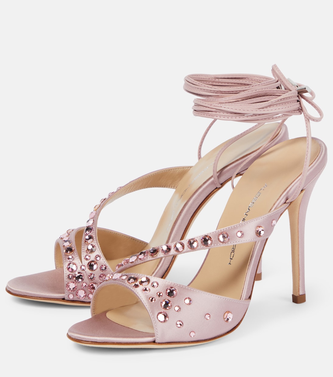 Crystal-embellished satin sandals | Alessandra Rich