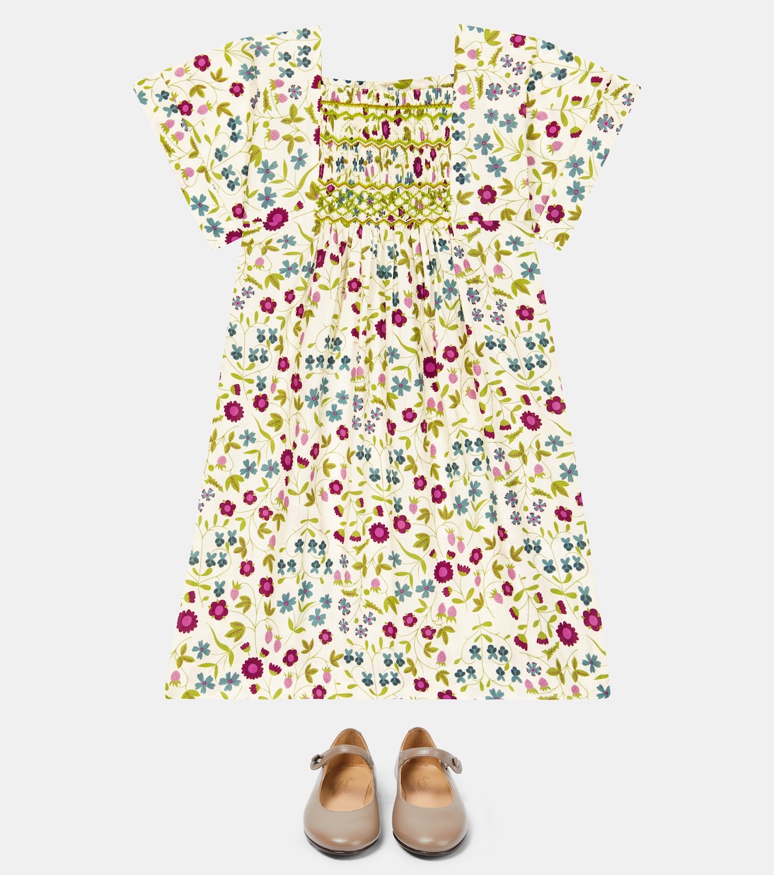 Robe Paysanne en coton à fleurs | Bonpoint