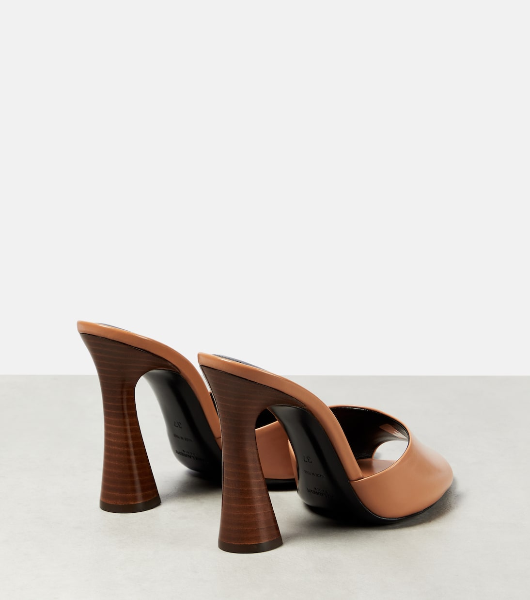 Brown leather mules heels on sale