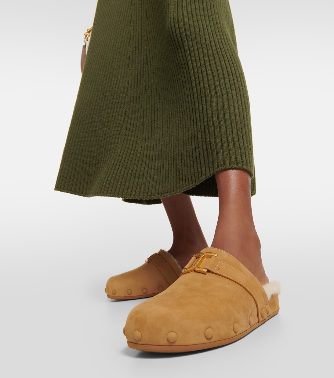 Marcie suede and shearling slippers | Chloé