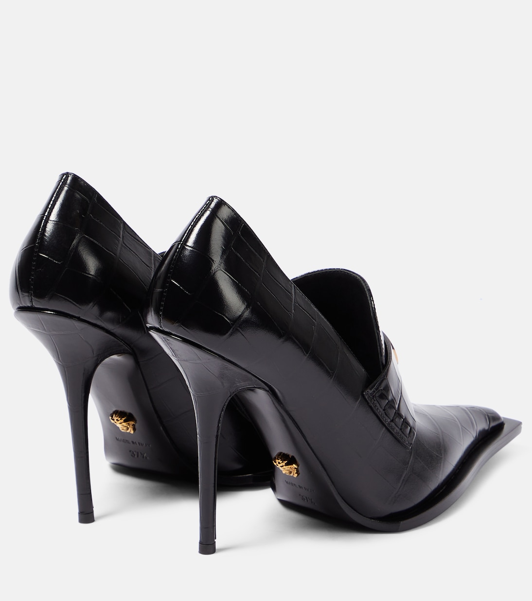 Croc-effect patent leather pumps | Versace
