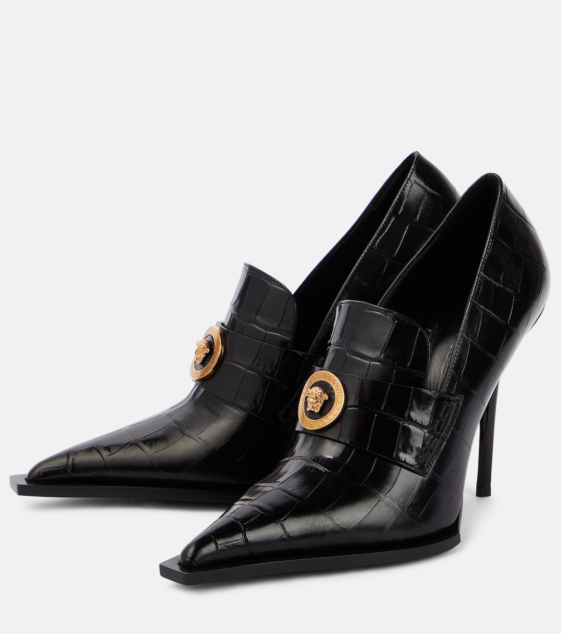 Croc-effect patent leather pumps | Versace