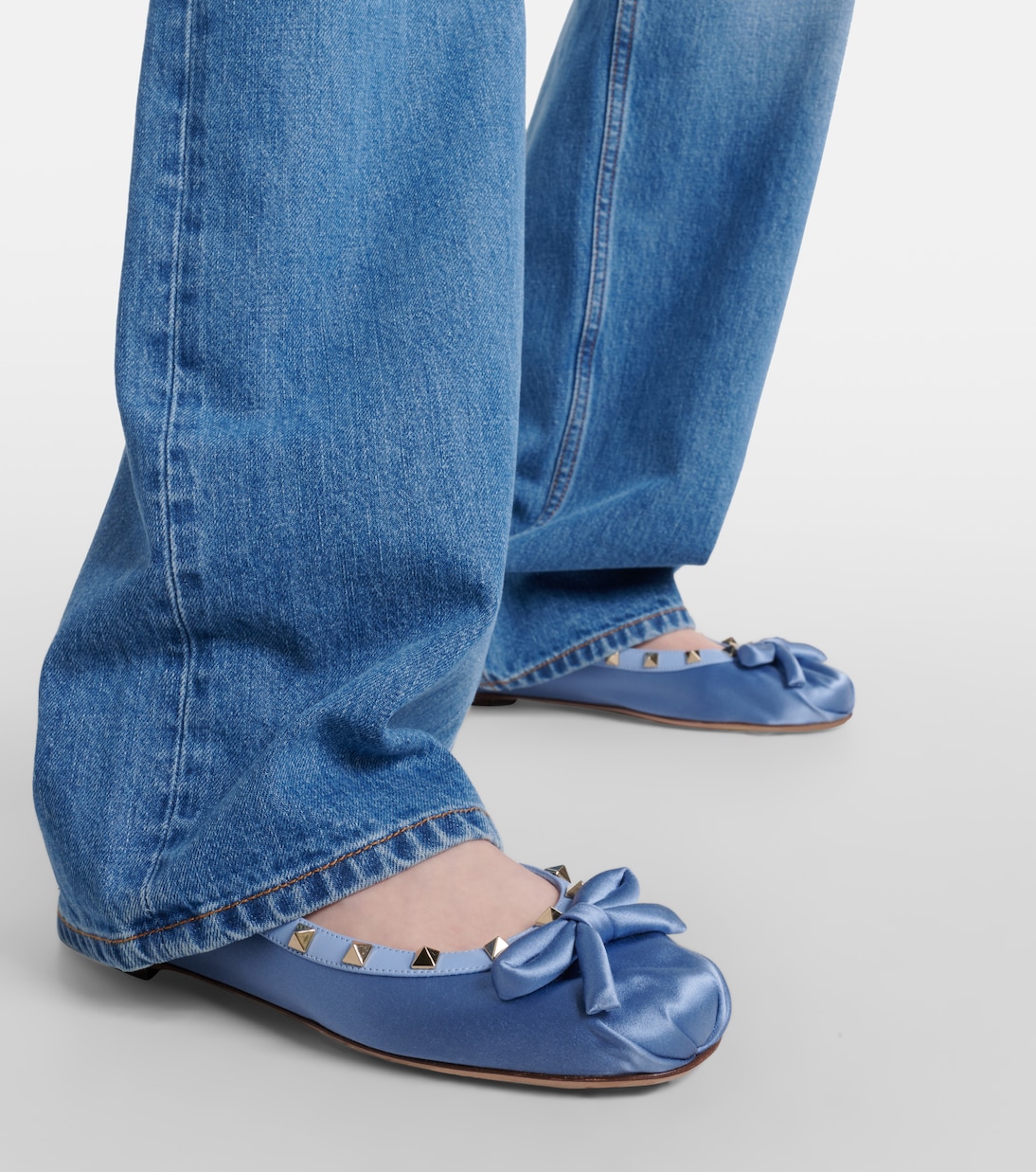 Rockstud satin ballet flats | Valentino Garavani