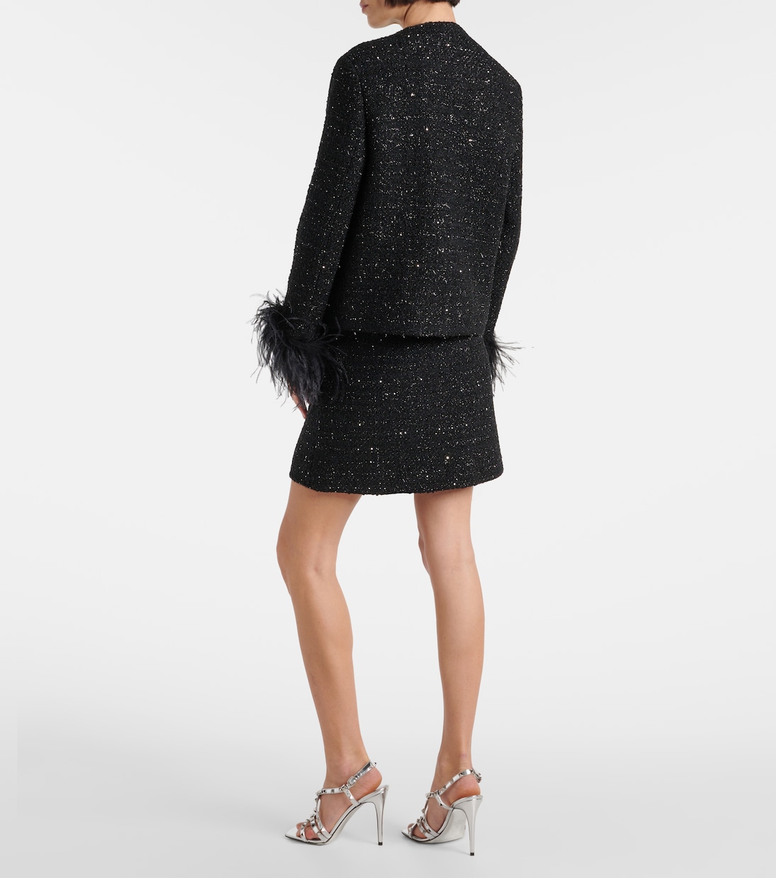 Giacca in tweed con piume | Valentino