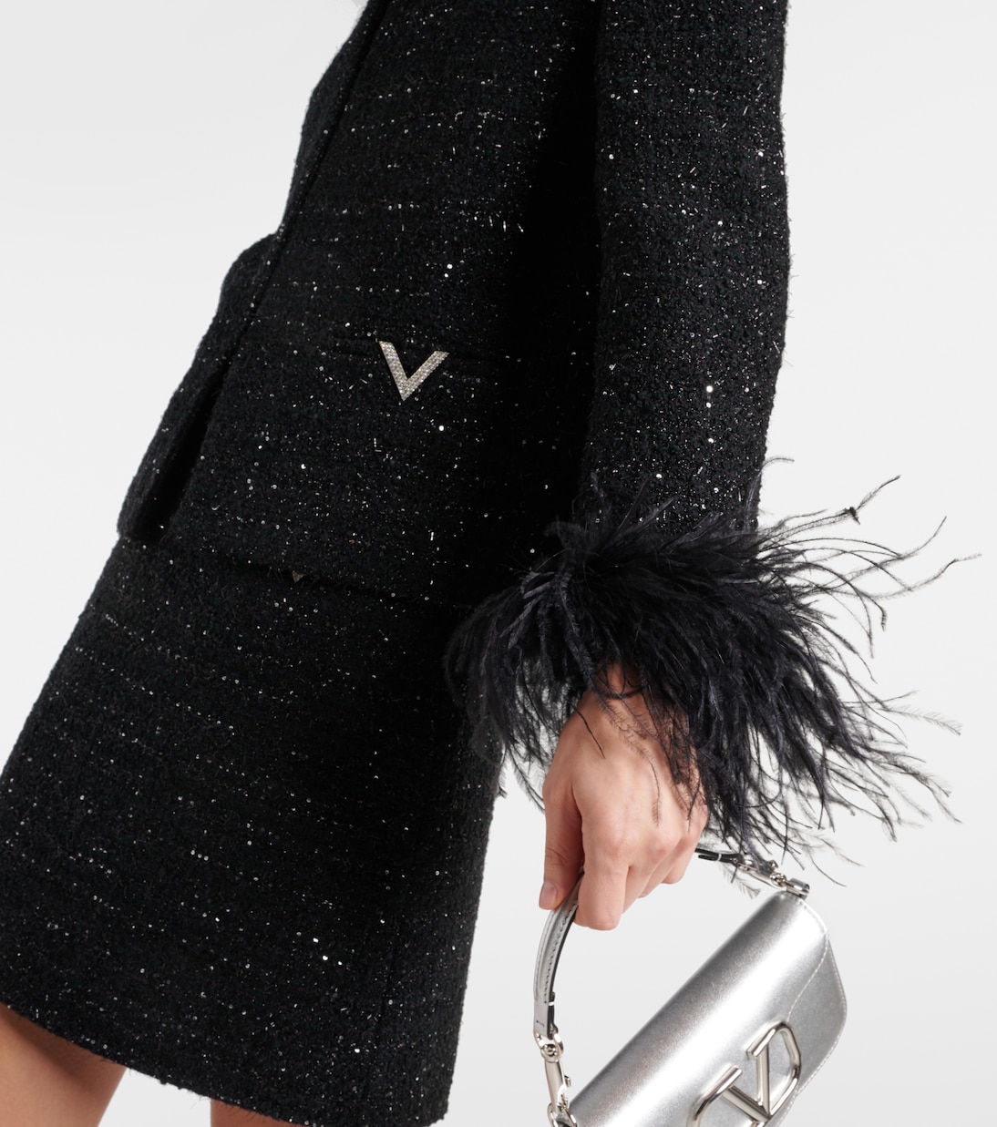 Giacca in tweed con piume | Valentino
