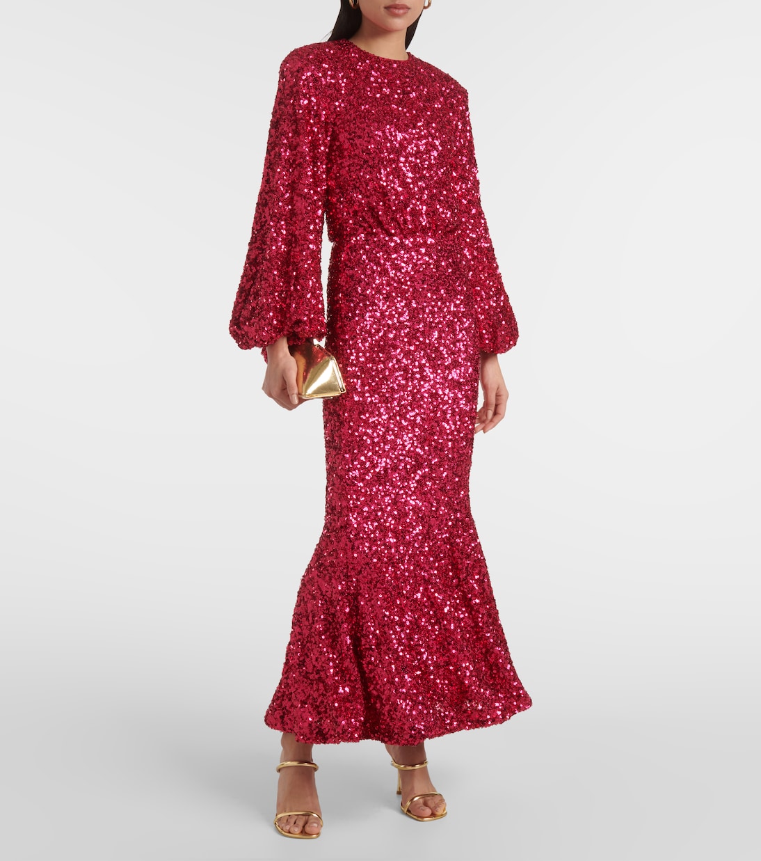 Sequined puff-sleeve maxi dress | Rotate