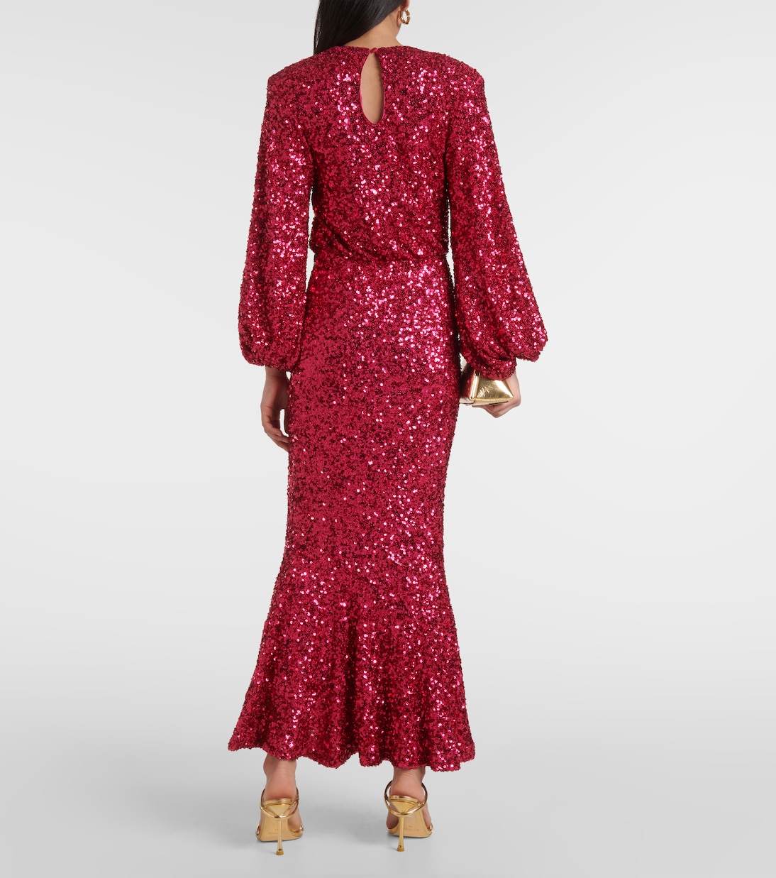 Sequined puff-sleeve maxi dress | Rotate