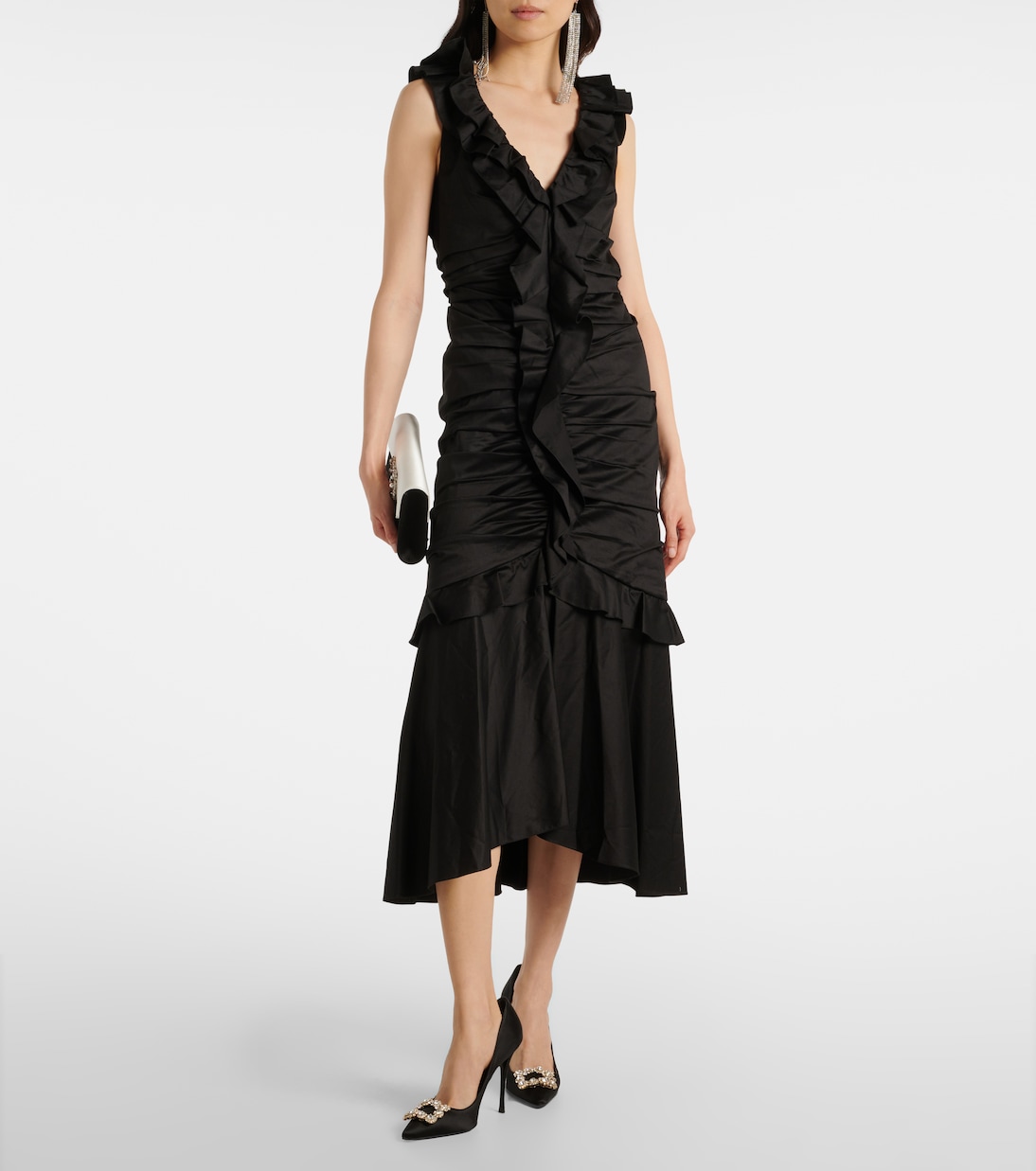 Ruffled cotton-blend midi dress | Carolina Herrera