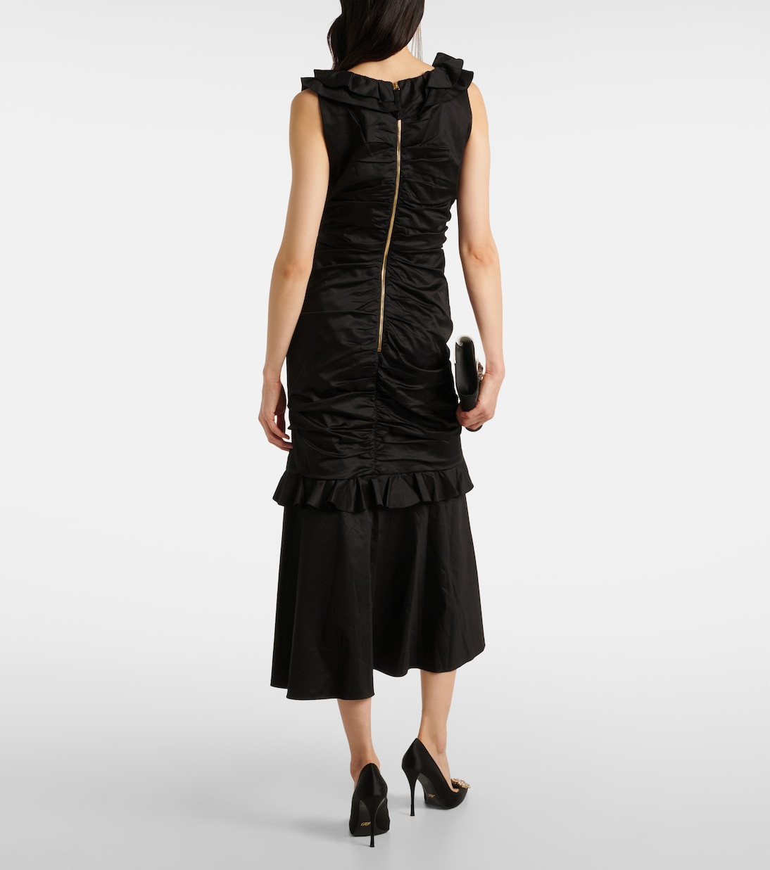 Ruffled cotton-blend midi dress | Carolina Herrera