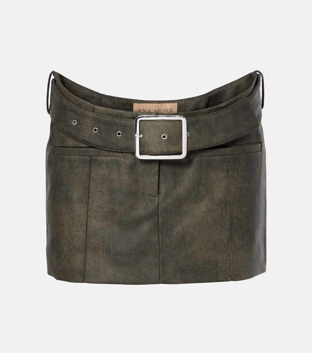 Kaya belted faux leather miniskirt | Aya Muse