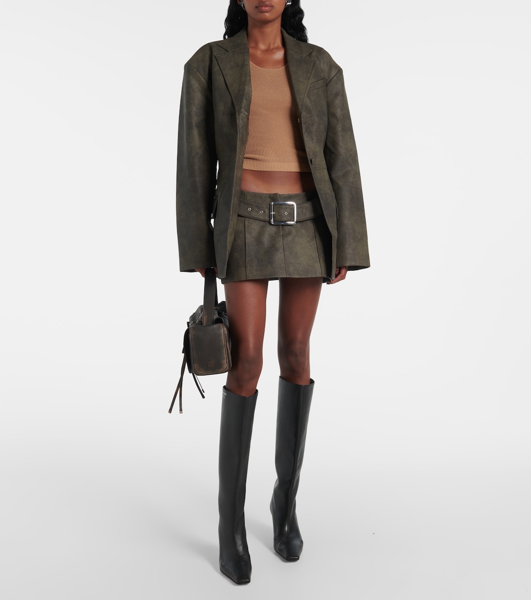 Kaya belted faux leather miniskirt | Aya Muse