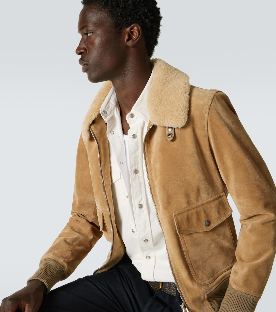 Shearling-trimmed suede blouson | Tom Ford