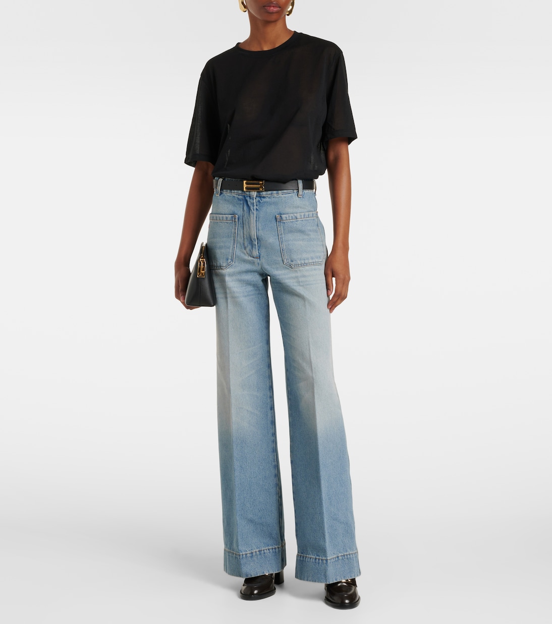 Cotton-blend crêpe T-shirt | Victoria Beckham
